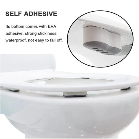 Close-up of Eight Piece Toilet Seat Bumpers Kit With Self Adhesive Cushions for Most Lids, showing quiet durable ABS and TPU pads.