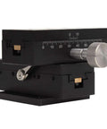 Manual XY Linear Stage For Precision Trimming, 40x90mm Platform With Detachable Gear Guide, side view showing dovetail rail
