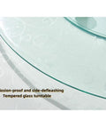 Game Changer Heavy Duty Lazy Susan For Large Round Dining Table With Thick Tempered Glass And Slick Rotating Turntable Tray close-up of tempered glass surface.