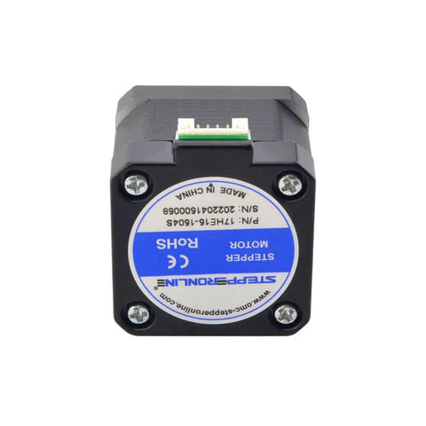 Front view of Nema 17 Stepper Motor 3 Pack, Bipolar 1.5A, 42Ncm Holding Torque, showing connector and label