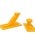 Rock Solid Two Piece Table Saw Push Stick And Router Push Block Kit featuring textured ABS plastic and ergonomic handles.