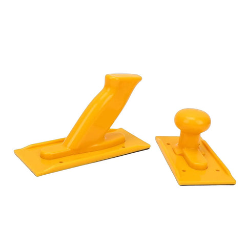 Rock Solid Two Piece Table Saw Push Stick And Router Push Block Kit featuring textured ABS plastic and ergonomic handles.