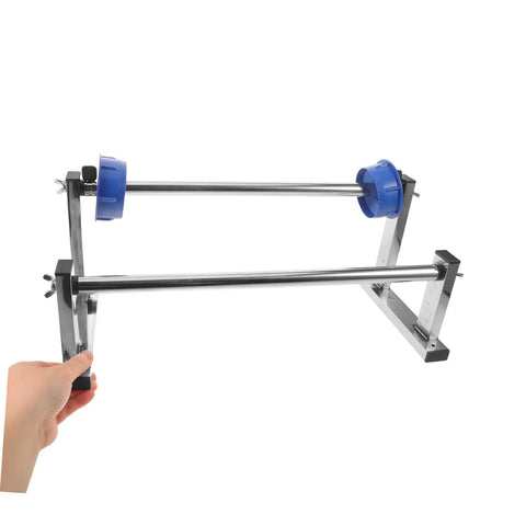 Manual Stretch Film Dispenser Stand For Shipping Supplies Hand Operated Wrap Film Holder With Metal And Plastic Construction Lightweight Yet Sturdy For Easy Desktop Wrapping And Efficient Warehouse Or Home Packing, hand-held metal frame