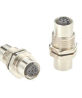 M12 A Coded 5 Pin Female To Female Coupler Panel Mount IP67 Shielded Bulkhead Industrial Connector Set Of 2