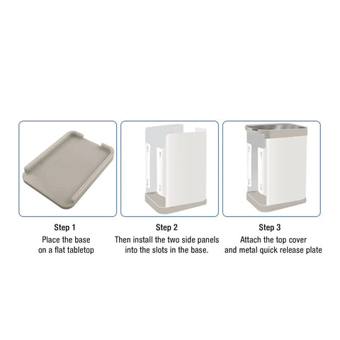 Instructions for assembling Big Capacity Breast Milk Storage Containers With First In First Out System and organizer tray.