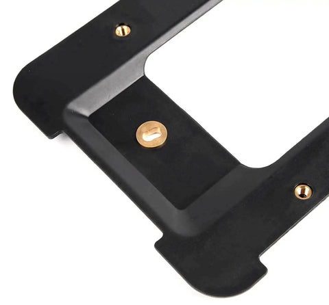 Corner view of Rear License Plate Frame Bracket Mount For BMW 1 Series 2 Series 3 Series 5 Series 6 Series X Series And Mini Cooper 2002 To 2019