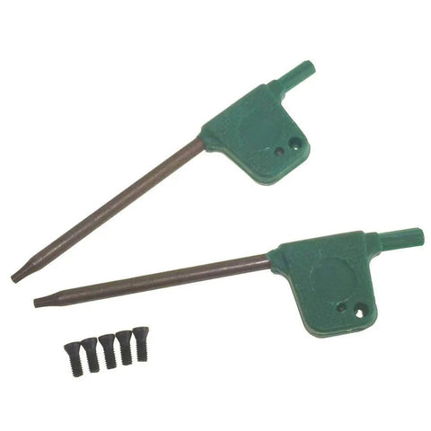 Two green hex wrenches with screws for Three Eighths Inch Mini Lathe Indexable Carbide Insert Tool Bit Set TCMT110204.