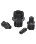 Black steel Heavy Duty Metric To Inch Hydraulic Adapter Fits M18x1.5 And 3/8 Inch Ports For High Pressure Systems With Steel Build Sealing Tight So No Leaks Under Stress While Simple Straight Setup Makes Hookup A Breeze For Pros Who Need Hydraulics Fixed Today.