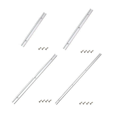 Aluminum T Slot Miter Jig Tool For Woodworking, Router Trimming, And Saw Guide with screw chutes rails and screws visible