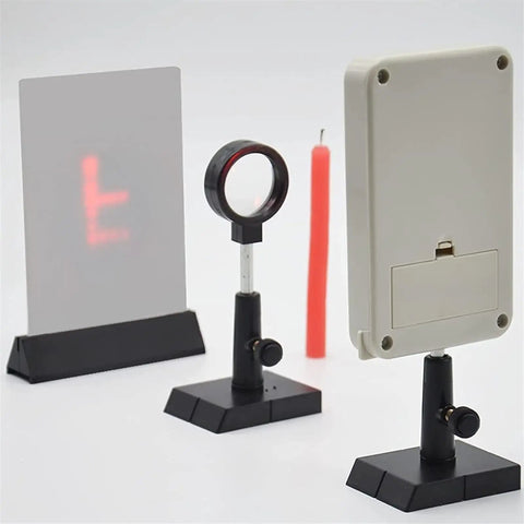 Physical Optics Experiment Box Set With Hands On Convex Lens Imaging Equipment For Students Light Source Physics Teaching Kit Focal Length Measurement And Image Formation Lab Tools Durable Plastic Glass Safe Burr Free Design, lens setup