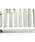 Beefed Up 1 Inch Shank Heavy Duty Indexable Carbide Lathe Tool Holder Set With Boring Bar 9 Pieces CNC Nickel Plated