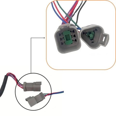 Close-up of connectors and wiring included with Top Mount Throttle Control Box 5006182 for Outboard Motors One Hand Operation Push To Open.