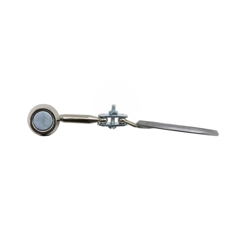 Side view of Magnetic Base Circular Inspection Mirror 2.25 Inch with Fixed Ball Joint for Tight Spots in Engines and Tooling.