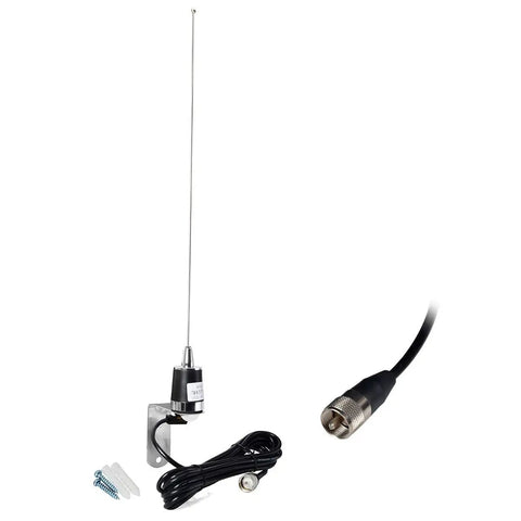 Dual Band NMO 20 Inch Mobile Antenna With 13 Ft RG58 Cable For 144 To 430 MHz, 100W, L Shape Mount Bracket, NMO To UHF PL259
