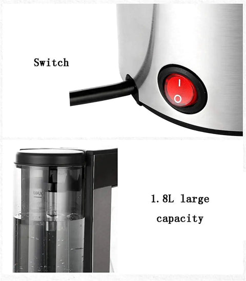 Kickstart Your Daily Grind With This Smart Automatic Coffee Maker Featuring Precise Temp Control Warm Base And Brushed Stainless Steel Body For Zero Fuss Brewing Vibes At Home, featuring switch and 1.8L capacity.