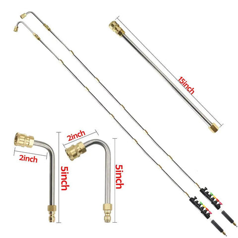 Brass Pressure Washer Extension Wand 120 Inch Telescoping Gutter Cleaning Tool For 4000 PSI Power Washers Replacement Lance detail