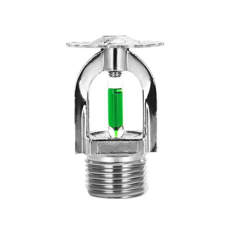 Pro Grade Quick Response Fire Sprinkler Head Pendant Style 1/2 Inch Thread 93C 199F Activation Temp with chrome finish.