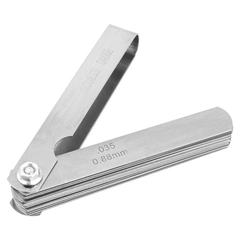 Dual Metric And Imperial Stainless Steel Feeler Gauge Ruler For Welding Gap And Slot Measurements, 89mm length open view
