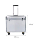 Front view of Rolling Tool Box With Telescopic Handle And Wheels Heavy Duty Tool Storage Organizer, 505mm x 455mm, aluminum body