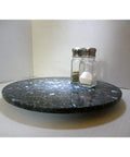 12 Inch Blue Pearl Granite Lazy Susan Centerpiece For Dining Table And Kitchen Counter Solid Wood And Resin Turntable