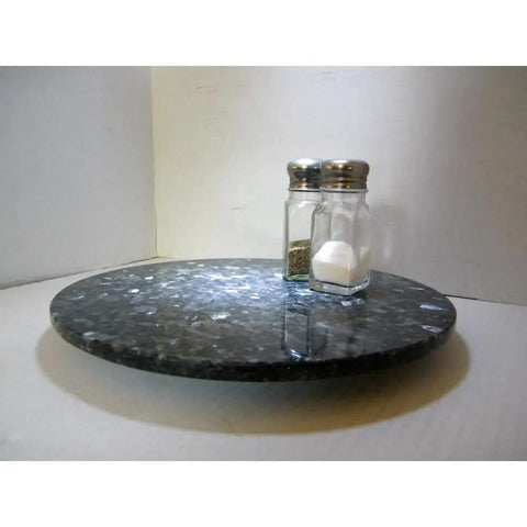 12 Inch Blue Pearl Granite Lazy Susan Centerpiece For Dining Table And Kitchen Counter Solid Wood And Resin Turntable