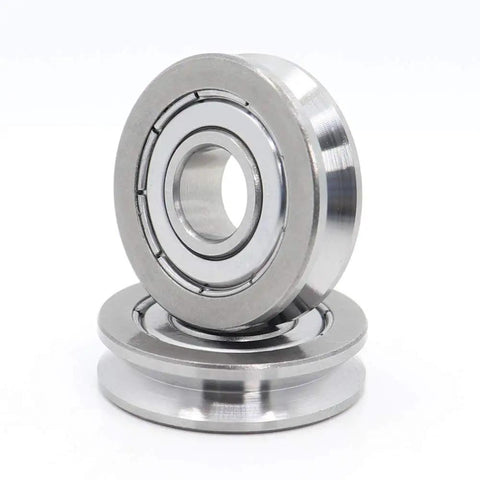 Heavy Duty V Groove Sealed Ball Bearings For Smooth Rolling On Pulleys And Linear Guides 10X30X8MM stacked for smooth operation.