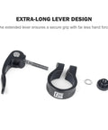 Lightweight Aluminum Alloy Bike Seat Post Clamp With Quick Release Collar for 28.6mm 31.8mm and 34.9mm posts, extra-long lever design