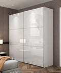 Wardrobe covered with Peel And Stick White Glitter Wallpaper Self Adhesive Removable Water Resistant Cover For Countertops Cabinets And Furniture Easy Install No Residue Kitchen Vinyl Film.