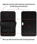 Setup guide for SC4 Portable Launch Monitor Pouch with Protective Hard Carry Case showing alignment and positioning instructions.