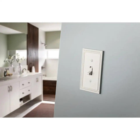 Classic Beaded 3 Pack Outlet Covers And 1 Gang Wall Plates In Pure White for kitchen decor featured on bathroom wall
