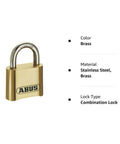 All Weather Solid Brass 4 Dial Resettable Padlock With 2 Inch Stainless Steel Shackle Heavy Duty Weatherproof Combination Lock