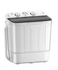 Easy Peasy Portable Twin Tub Washing Machine With Quick Timer Controls Straight Up Reliable 18 Pound Compact Laundry Washer and Spinner side view with control knobs.