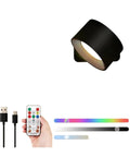 Lightess LED Wall Sconce 19 RGB Colors Dimmable, Rechargeable Sconces Battery Operated Picture Light, Touch & Remote Control with black design.