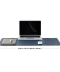 Leather Desk Pad For Home Office And Workspace Non Slip PU Desk Mat Large Desk Pad With Protective Surface Ideal For Mouse And Keyboard Desk Organization Dark Blue 31.5 By 15.7 Inches with laptop and accessories