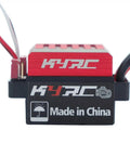 60A Brushed ESC For 1/10 RC Cars And Tanks, 6V 2A BEC, red and black design, showing wires and brand logo.