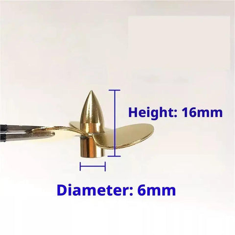 Side view of 32mm Brass Three Blade Propeller Set For RC Sailboats With Left And Right Hand Turns M3 Shaft Hole