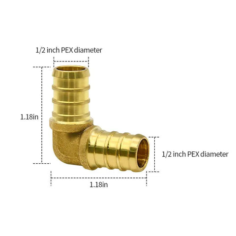 25 Pack Half Inch Brass PEX Fittings Set Includes 90 Degree Elbows For PEX Tubing Durable Potable Water Approved