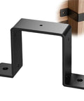Beefy 4x4 Post Ties and U Brackets Set for Decks, Fences, and Gazebos, 3 Pack, Heavy-Duty Black 2mm Thick Steel in front and installed view.