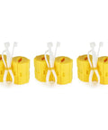 Pack of 3 yellow Magnetic Fuel Saver XP-2 Vehicle Economizer For Cars, Trucks, And Motorcycles with white installation ties