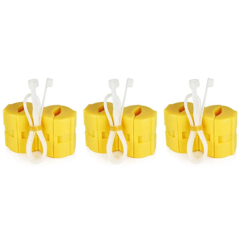 Pack of 3 yellow Magnetic Fuel Saver XP-2 Vehicle Economizer For Cars, Trucks, And Motorcycles with white installation ties