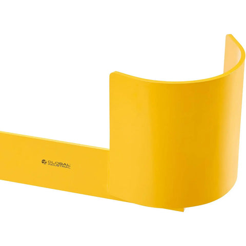 Heavy Duty Steel Pallet Rack End Protector Right Side Beamer Guard Absorbs Forklift Impacts Tough As Nails 42 Inch Long bright yellow guard