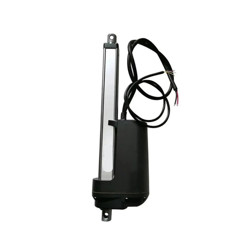 Heavy Duty 24V Dc Electric Linear Actuator Badass Push Pull Cylinder Low Key Quiet Telescopic Rod with wires and compact base.