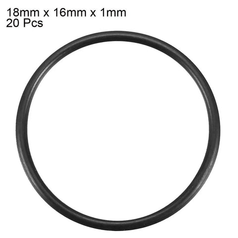 Nitrile Rubber O Rings 18x16x1 Mm Buna N Sealing Gasket Pack Of 20, 70A Hardness, Go-To Temperature Range -20 C To 100 C, shown individually