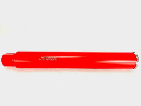 BluRock Tools diamond wet core drill bit, 2.5 in diameter x 15 in length, 1-1/4 in threaded shank, red body