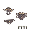 Kickass Solid Four Pack Retro Zinc Alloy Hasp Latches In Vintage Bronze Tone Offering Reliable Function For Jewelry Boxes Wood Projects And Antique Cabinet Makeovers, showing detailed latches with matching screws.