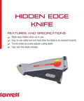 Hidden Edge Utility Knife With Easy Safety Lock And Level, Tool Free Blade Changes In A Snap, retractable lever action.