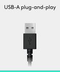 USB-A connector of H390 Wired Headset With Noise Cancelling Mic For PC And Chromebook, USB A Stereo Headphones With Inline Controls