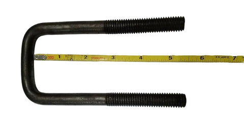 Heavy Duty Trailer Axle U-Bolt Kit With 2-1/8 x 5-3/8 Inch Square U Bolts, Plates, 1/2 Inch Hardware, And 2x2 Tube For Boat, Utility, And Camper Trailers, Stabilizes Tow And Reduces Wobble For Safer Hauling. black square U-bolt measured with tape