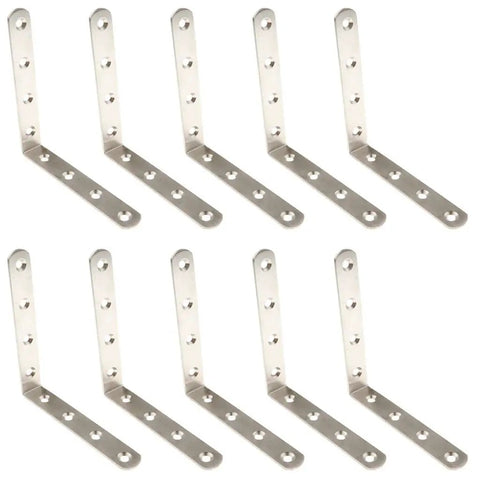 10 Pack L Shape Angle Corner Braces With Shelf Bracket Fasteners And Corner Connectors, 125x125x20mm, anti-rust, 90 degree support.