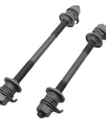 Heavy Duty 2 Pack Bike Hub Axle Set With 150 Mm Front And 180 Mm Rear Shafts For Multi Speed Bikes showing two electroplated steel axles.